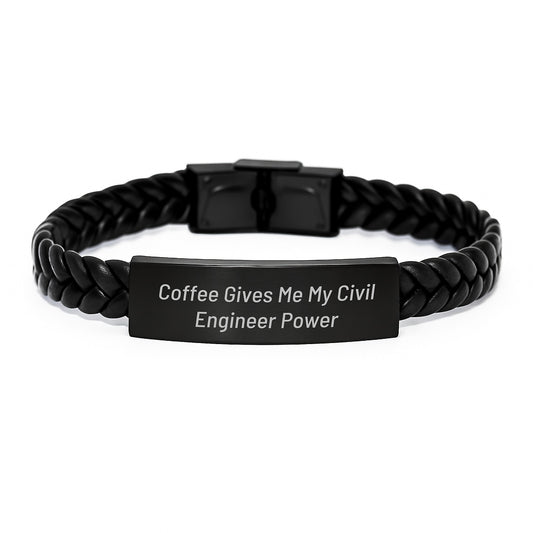 Civil Engineer Power Wristband, Funny Quote Interlaced Leather Bracelet Gifts for Men, Women, Friends, Coworkers, and Family on Birthday - Image 1