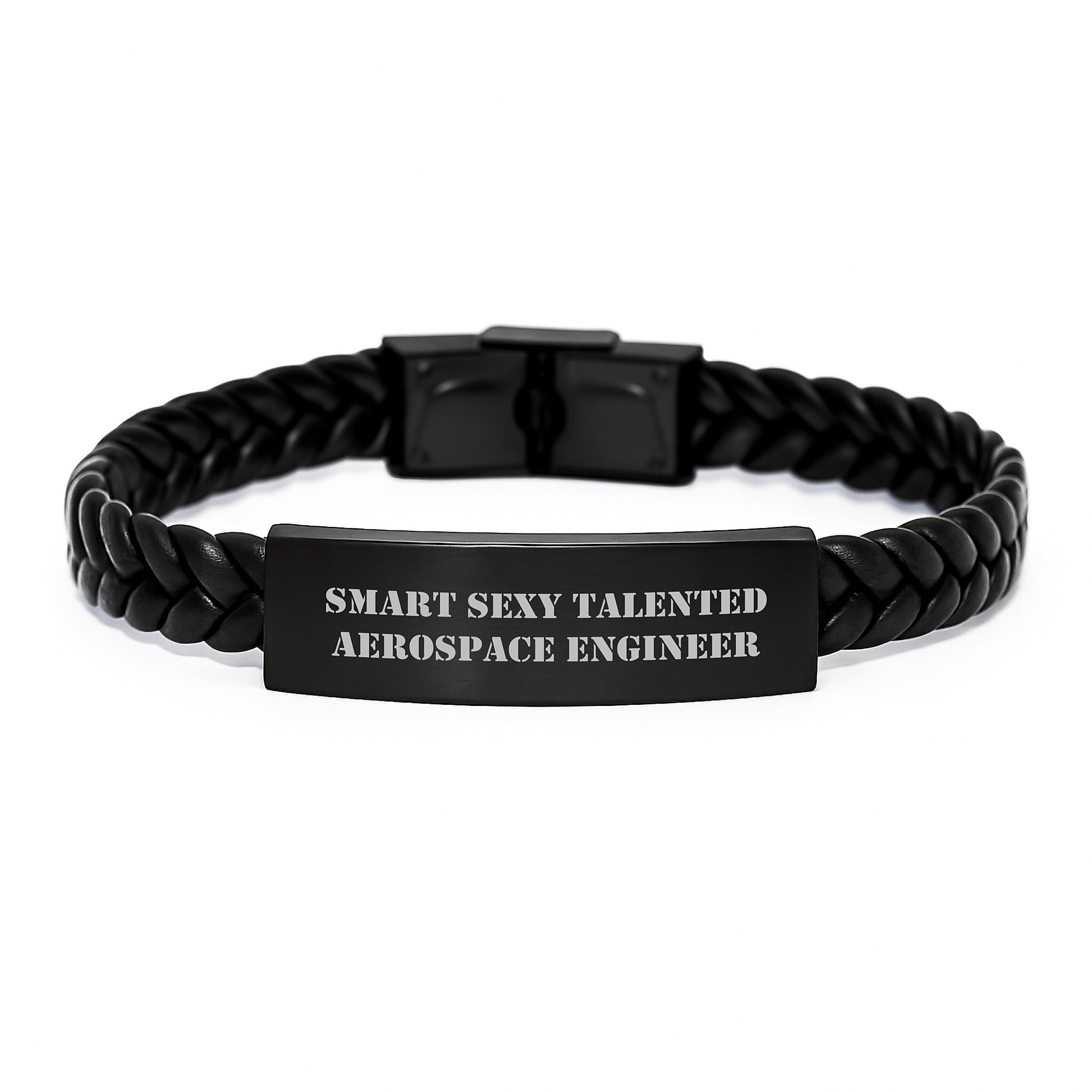 Funny Aerospace Engineer Gifts for Men, Christmas Unique Talented Interlaced Leather Bracelet for Smart Friends, Engraved Stainless Steel with PU Leather - Image 1