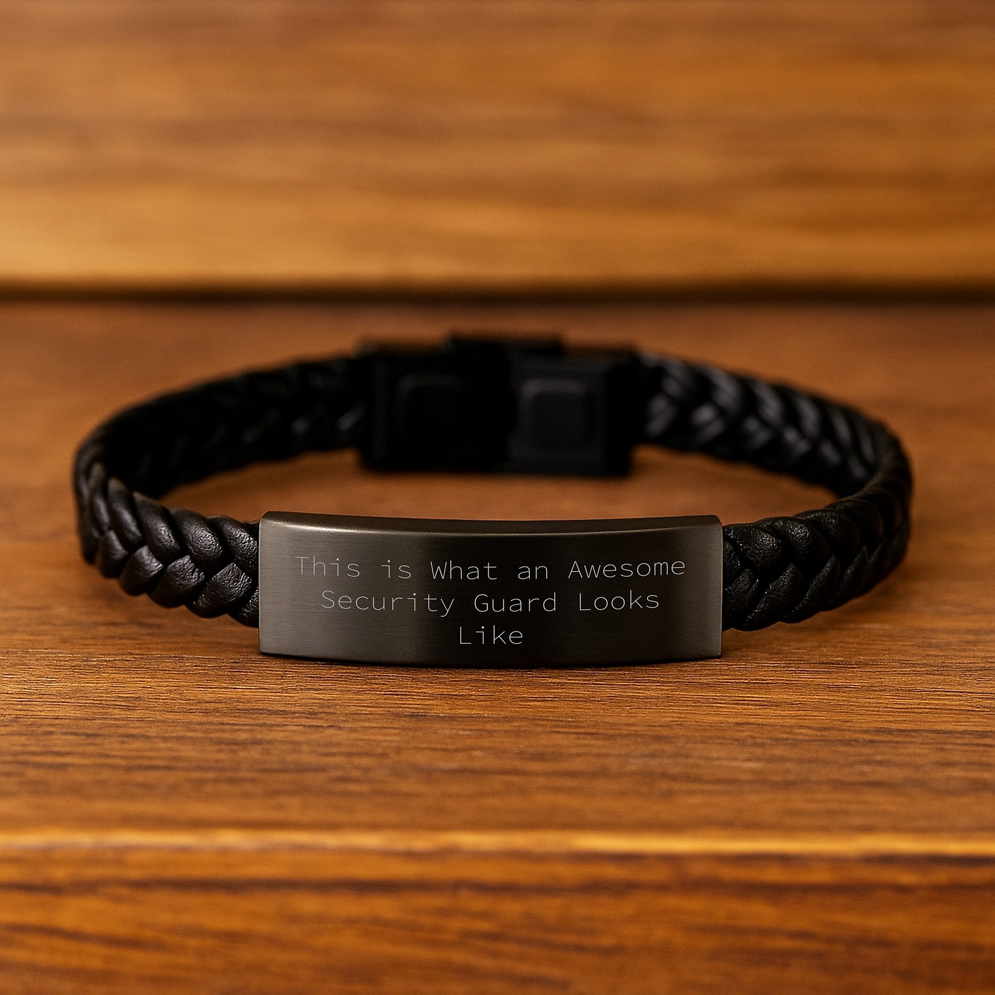 Funny Inspirational Security Guard Gifts from Friends, Christmas Unique Gifts for Security Guard, Interlaced Leather Bracelet - Image 2
