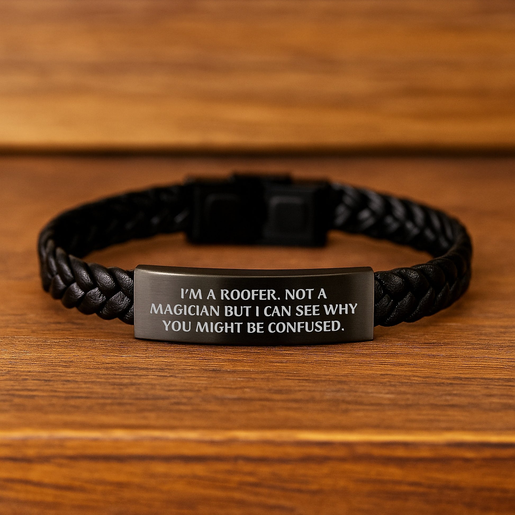 Funny Roofer Gifts from Friends for Men - Interlaced Leather Bracelet with Stainless Steel - Unique Christmas Unique Gifts - Image 2