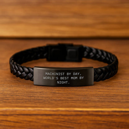 Funny Machinist Gifts for Men, Women, Friends, and Family - Unique Interlaced Leather Bracelet Christmas Memorable Presents from Mom - Image 2