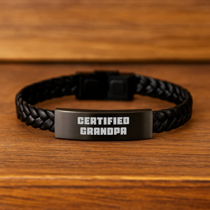 Funny Gifts for Grandpa, Grandpa Certified Interlaced Leather Bracelet, Men Christmas Unique Presents from Family - Image 2