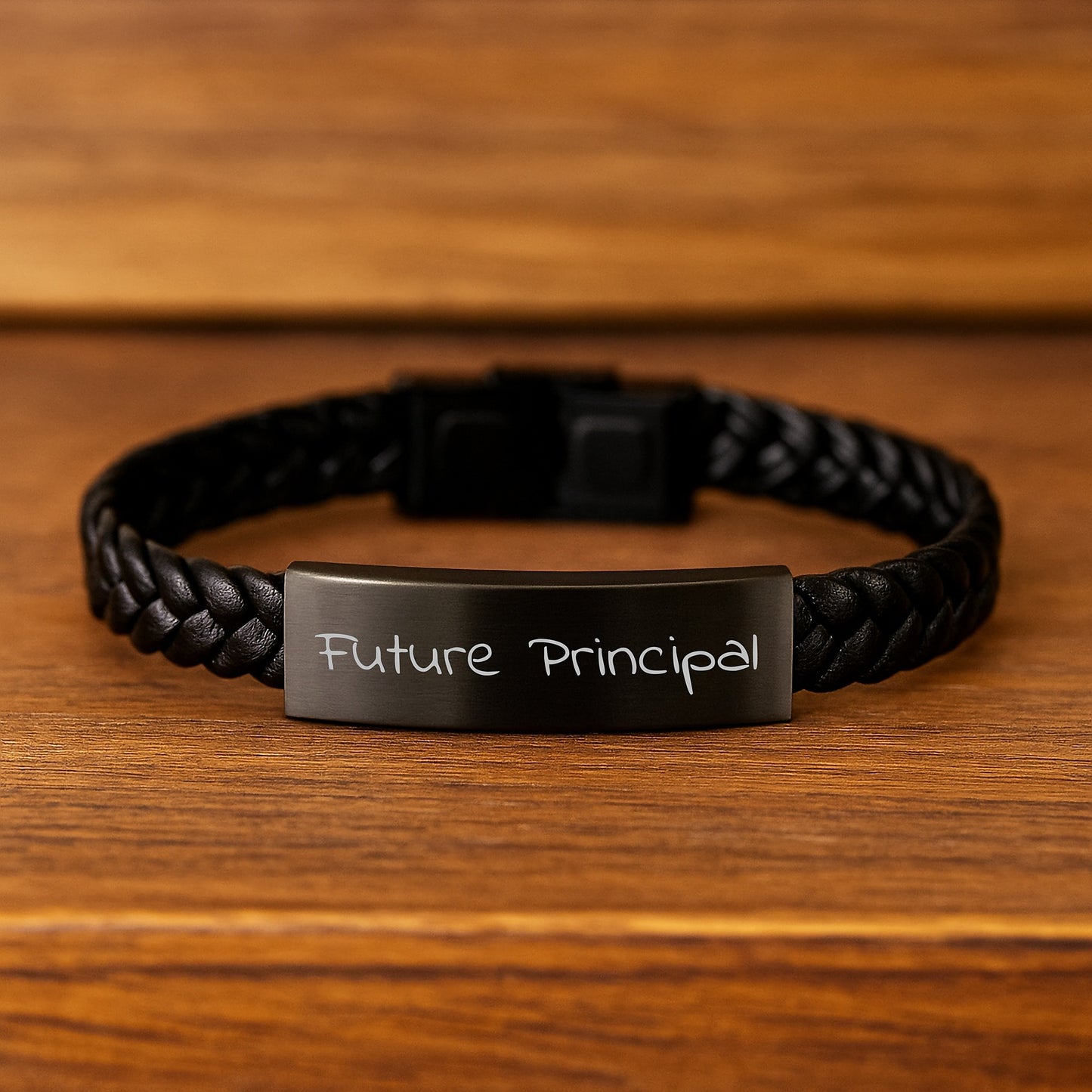 Unique Gifts for Future Principals, Inspirational Interlaced Leather Bracelet, Christmas Unique Gifts from Men to Principals, Quote: 'Always Be a Leader, Never a Follower' - Image 2