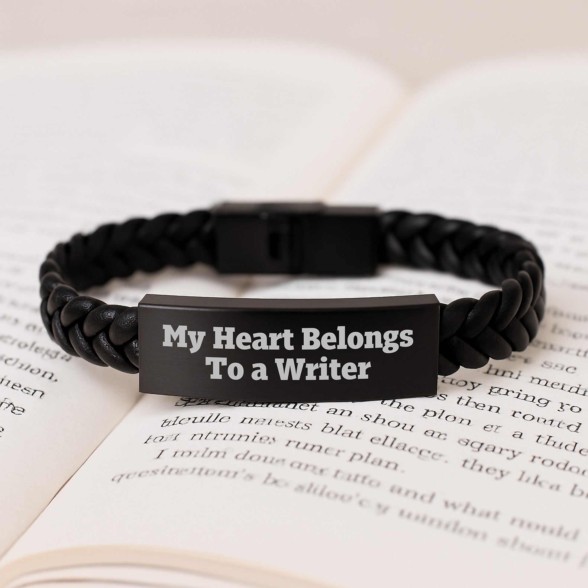 Funny Writer Gifts for Him, Christmas Unique Gifts from Men to Writer Friends, Interlaced Leather Stainless Steel Bracelet for Men - Image 3