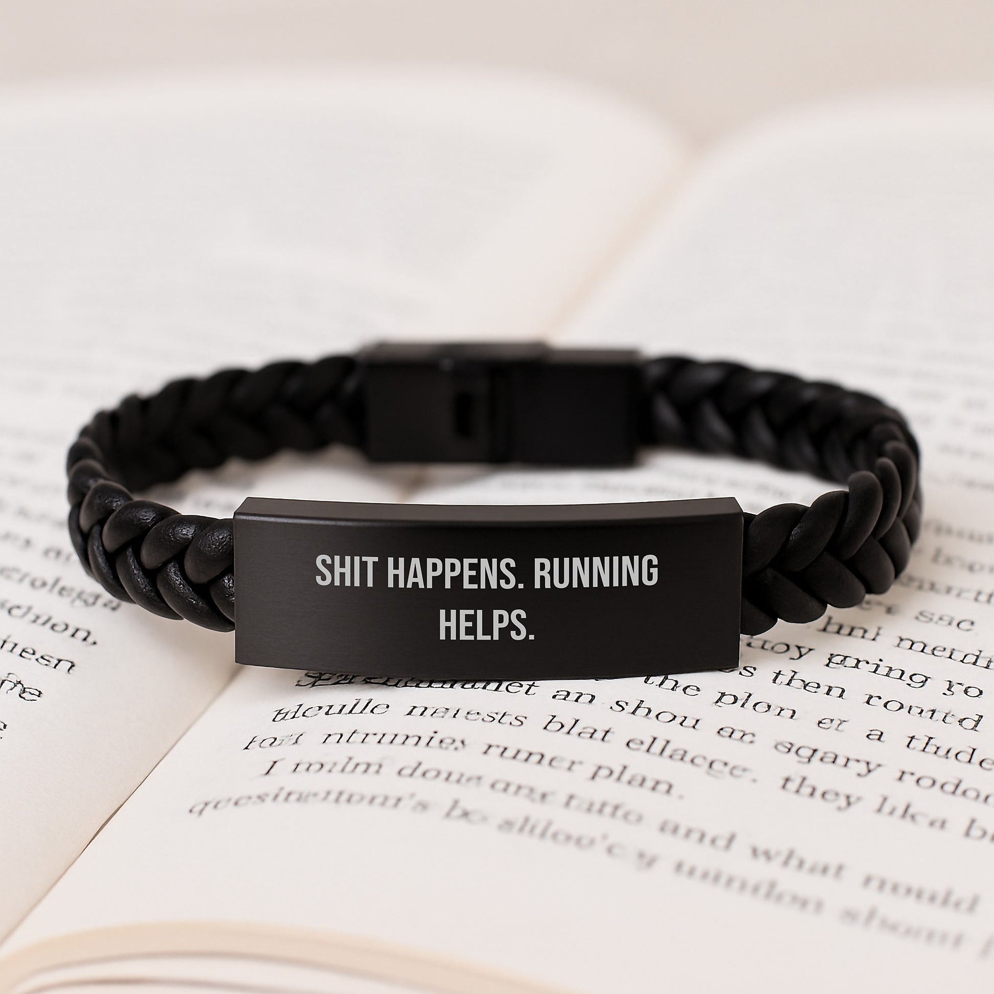 Funny Running Bracelet Gifts from Friends for Men - Shit Happens. Running Helps. Unique Christmas Unique Gifts - Image 3