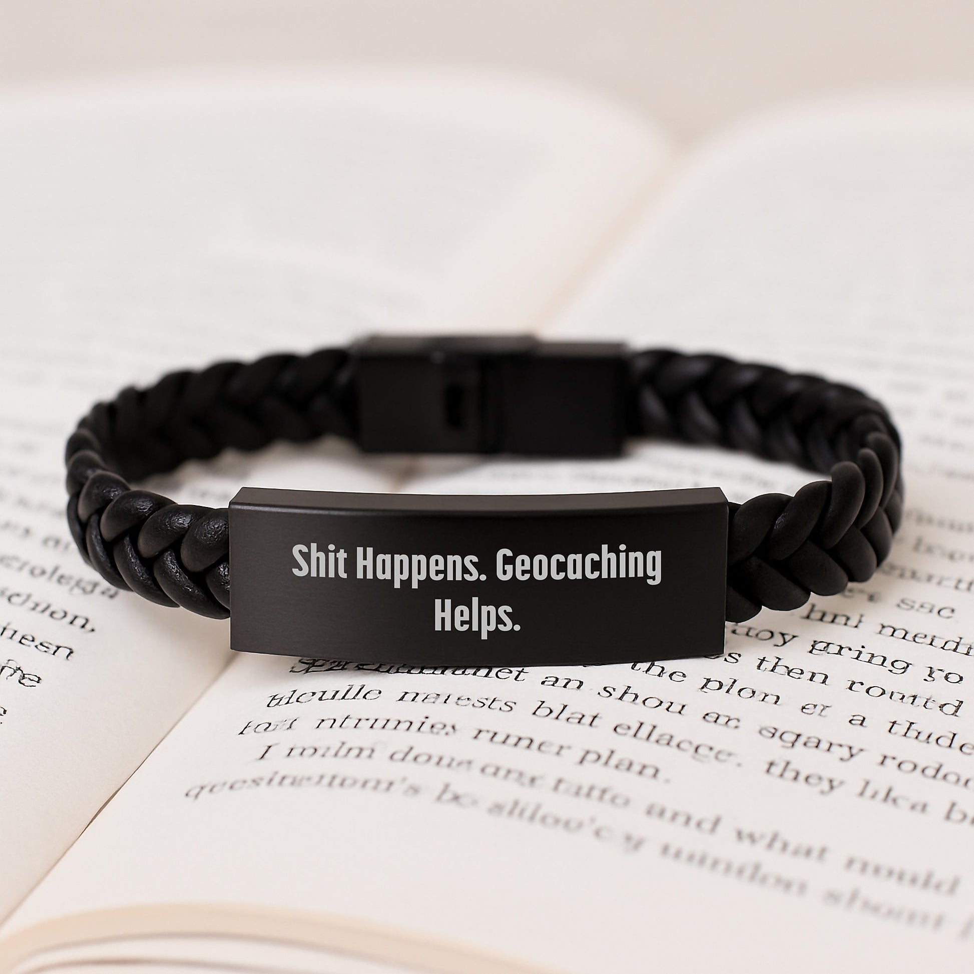 Geocaching Adventure Gifts for Men - Funny Quote Interlaced Leather Bracelet, Geocaching Enthusiast Gift Ideas for Christmas Unique Gifts from Men - Image 3