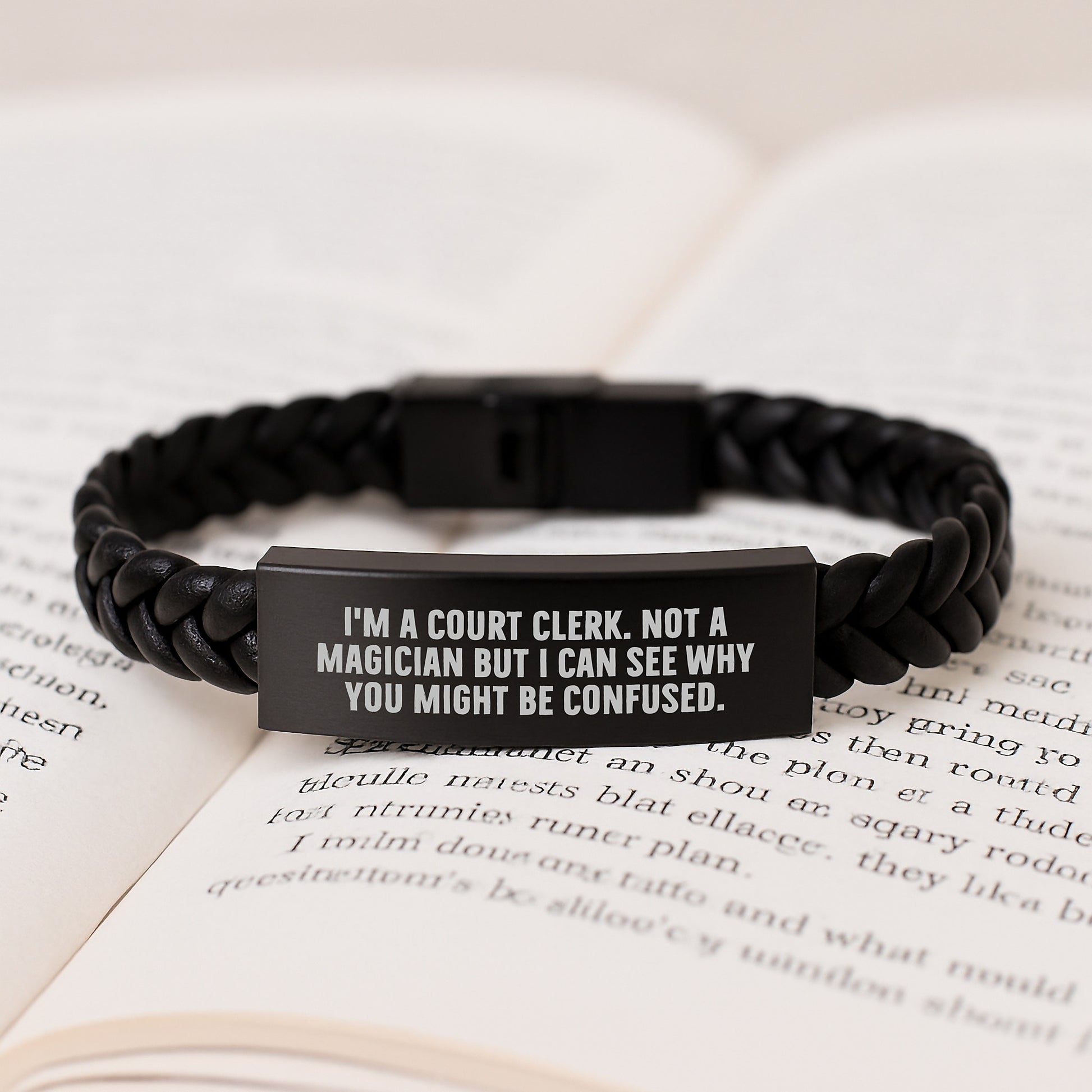 Funny Court Clerk Christmas Unique Gifts Court Clerk Interlaced Leather Bracelet from Friends, Court Clerk Unique Christmas Unique Gifts Ideas for Court Clerks from Family - Image 3