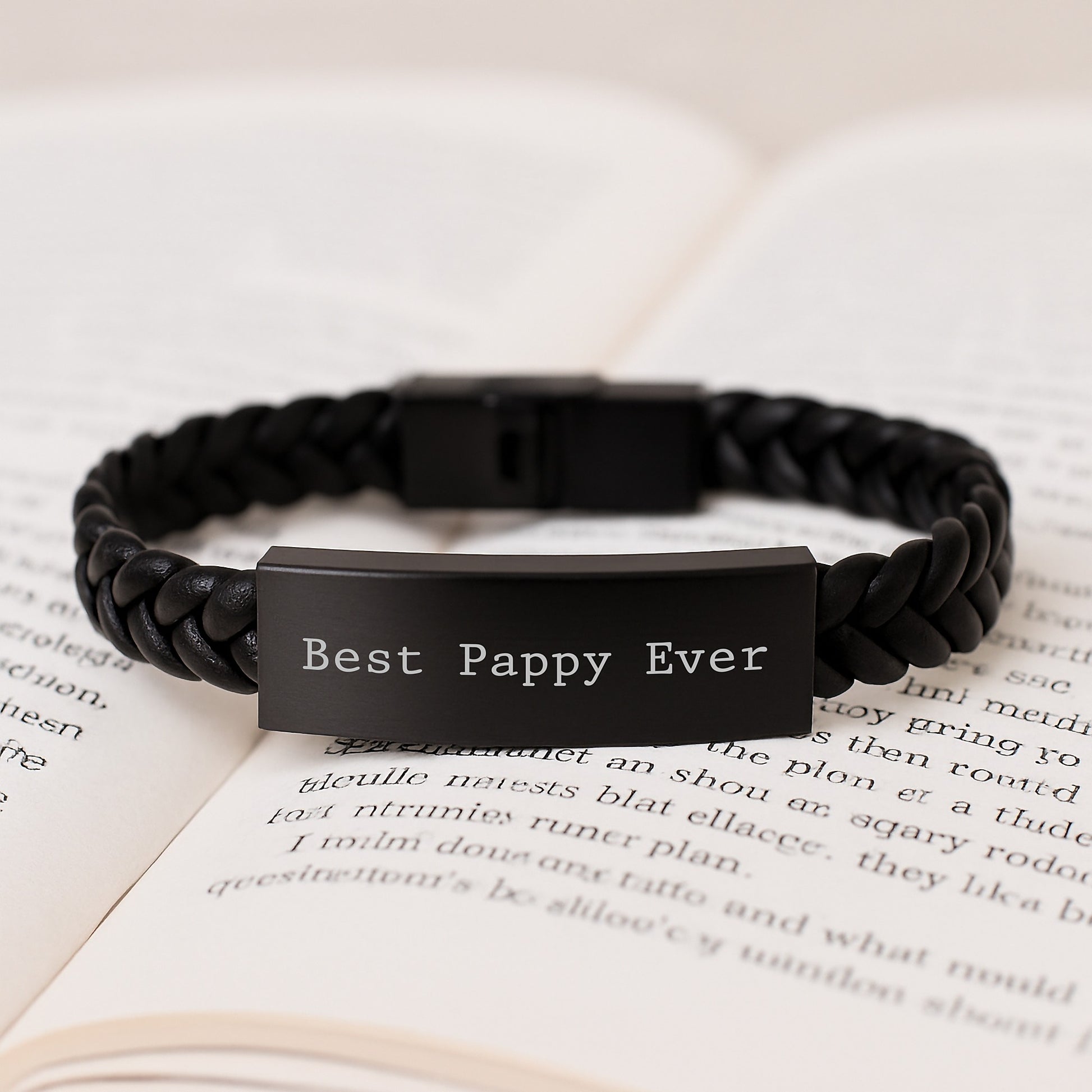 Funny Pappy Gifts from Men Interlaced Leather Bracelet Best Ever Quote - Image 3