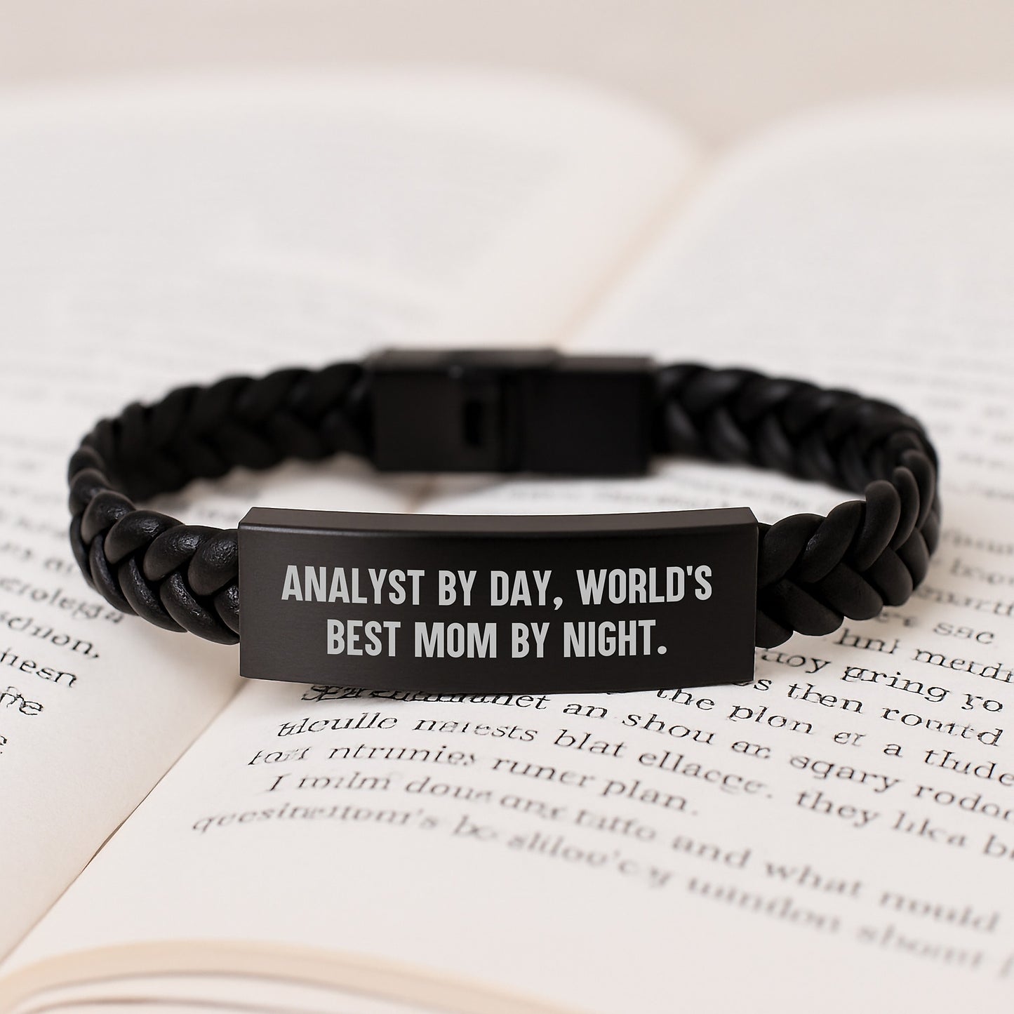 Funny Analyst Gifts for Men, Interlaced Leather Bracelet with Stainless Steel, 'Analyst By Day, World's Best Mom By Night.' Quote, Christmas Unique Presents from Mom - Image 3
