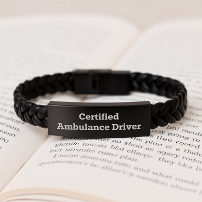 Certified Ambulance Driver Funny Quote Interlaced Leather Bracelet Gifts from Friends for Ambulance Driver Men - Christmas Unique Gifts - Image 3