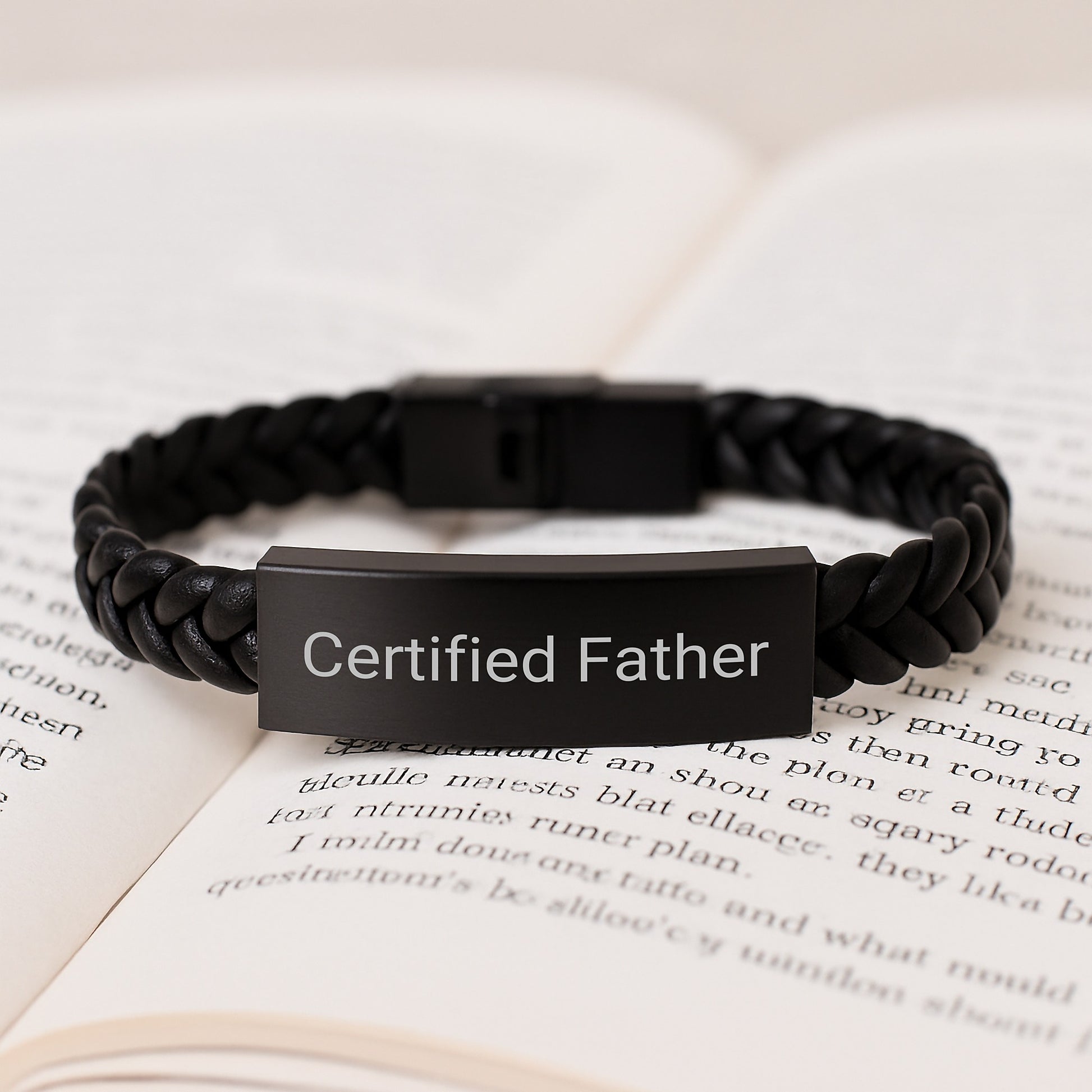 Funny Gifts for Dad from Family, Interlaced Leather Bracelet for Father, Certified Father Quote - Image 3