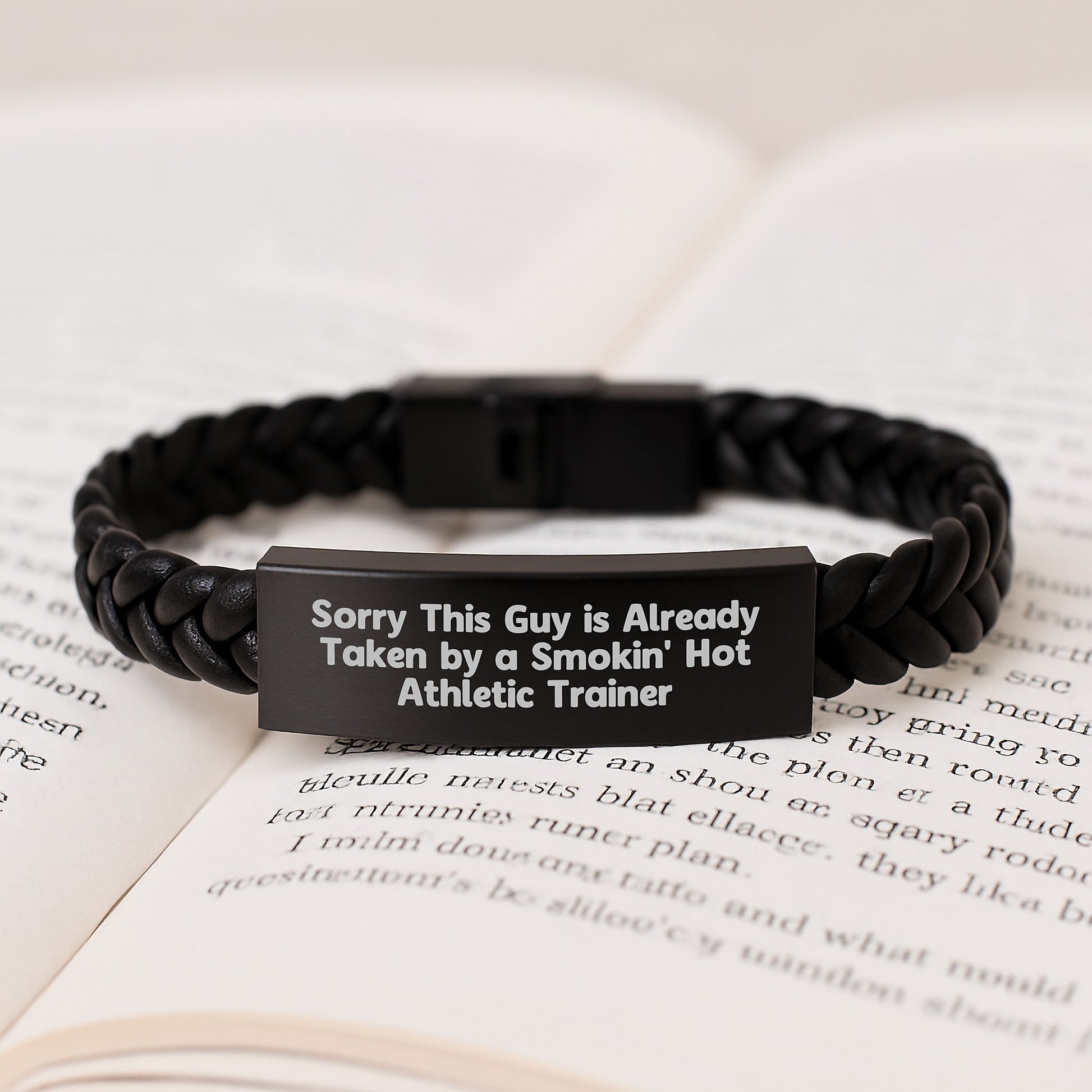 Funny Quote Athletic Trainer Gifts, Interlaced Leather Bracelet for Men, Graduation Unique Gifts from Friends, Sorry This Guy Is Already Taken - Image 3