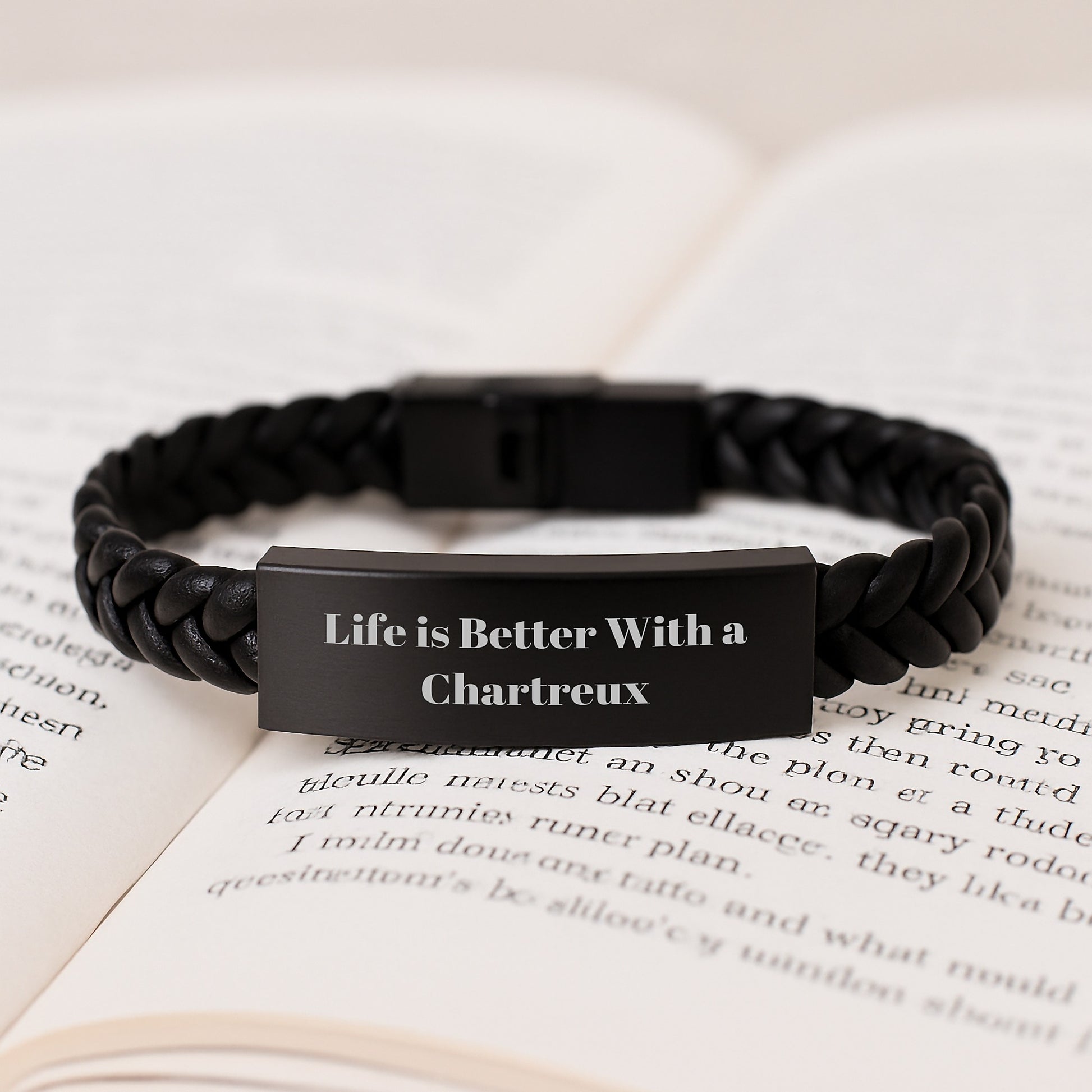 Funny Chartreux Cat Gifts from Friends - Interlaced Leather Birthday Present for Her, Him, or Family Members with 'Life Is Better With A Chartreux' Quote - Image 3