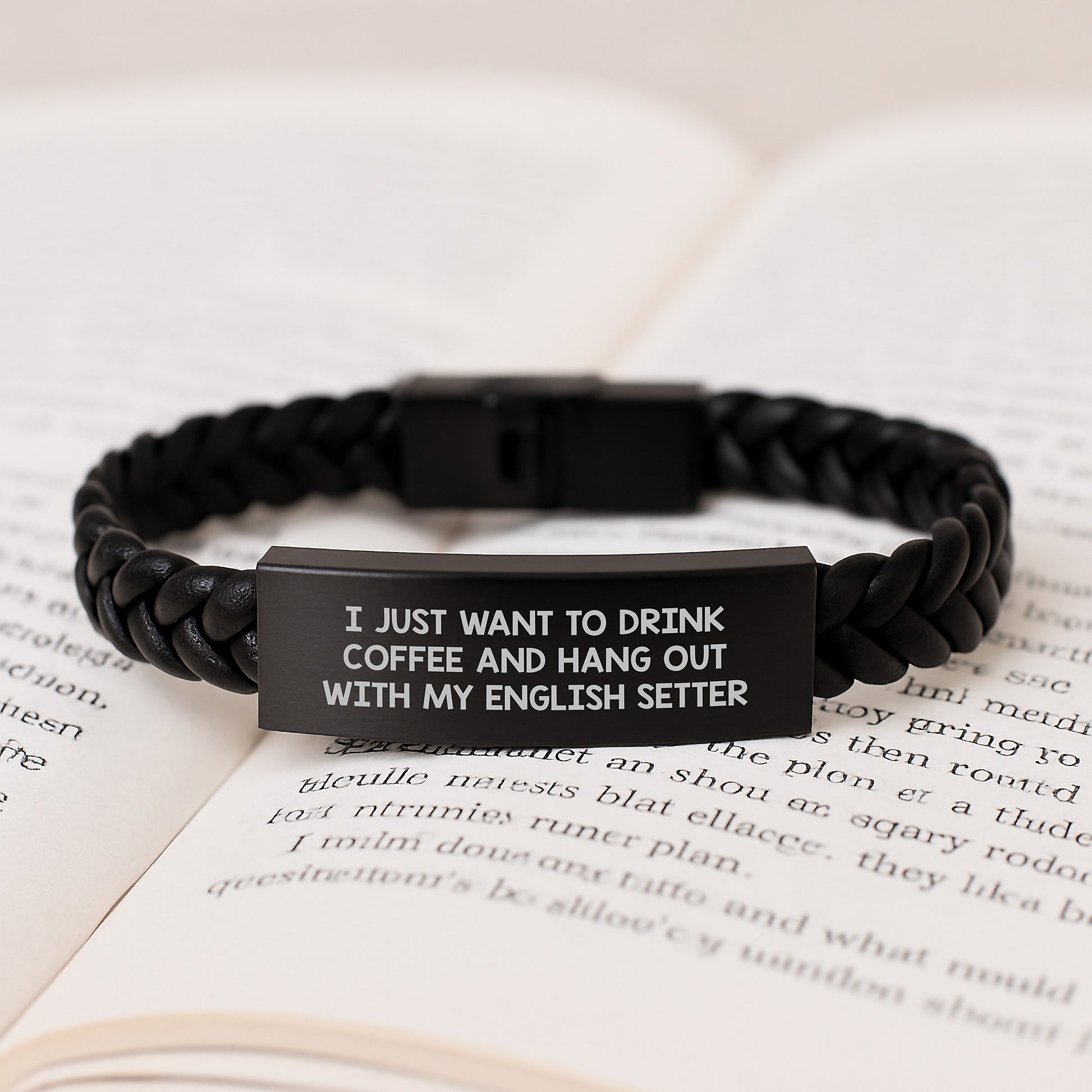 Funny English Setter Dog Lover's Interlaced Leather Bracelet Gifts from Friends, Coworkers, Family for Birthday - Image 3
