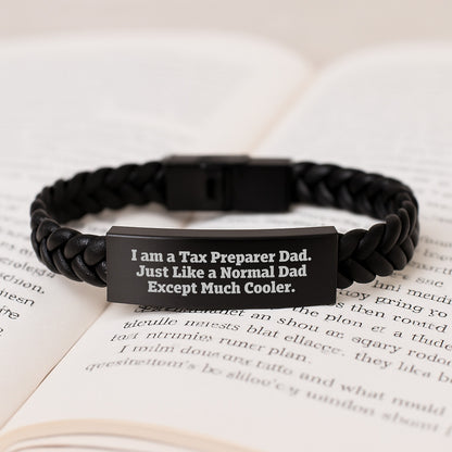 Unique Tax Preparer Gifts from Dad - Interlaced Leather Bracelet for Christmas Unique Gifts - Image 3