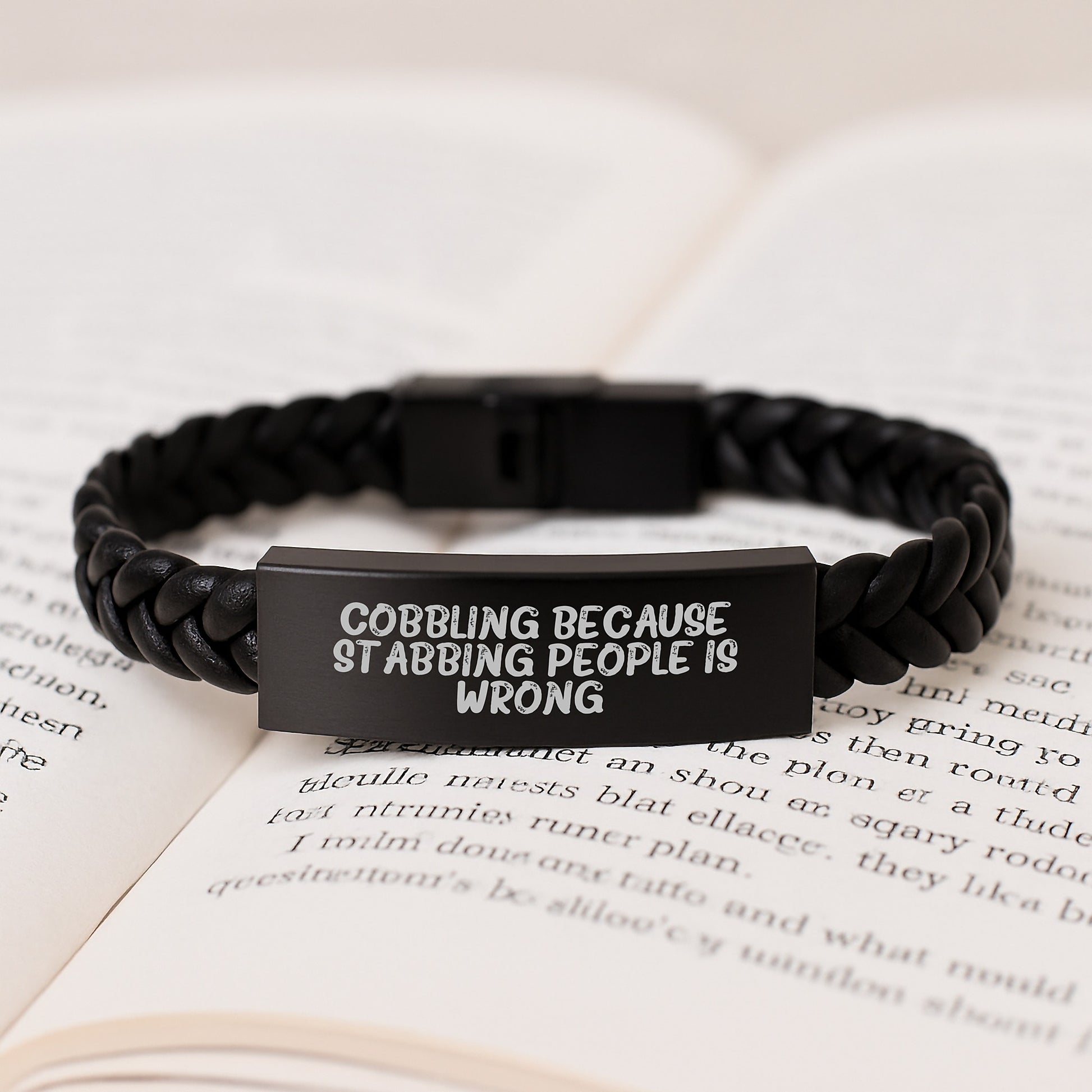Cobbling Enthusiasts Delight, Funny Interlaced Leather Bracelet Gifts from Men, Women, Friends to Family for Christmas Unique Presents - Image 3