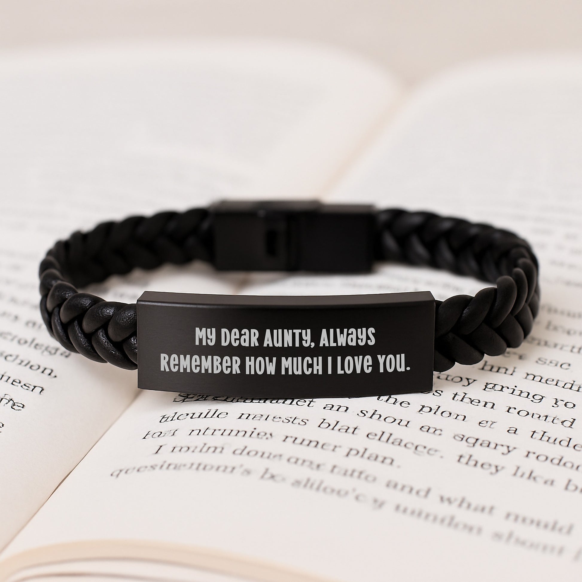 Funny Aunty Gifts from Men to Aunty, Interlaced Leather Bracelet Quote, Christmas Unique Gifts for Aunty - Image 3