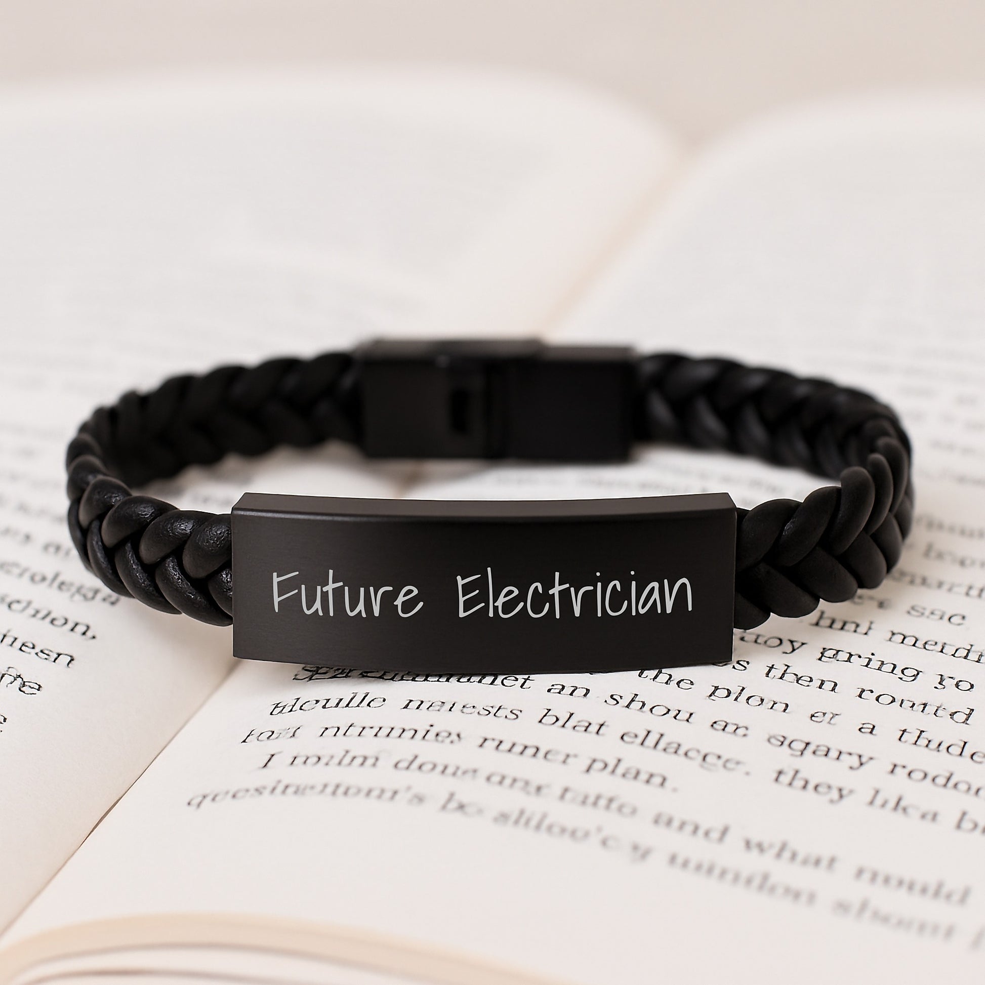 Funny Inspirational Gifts for Electrician, Men's Interlaced Leather Bracelet, Christmas Unique Gifts from Friends, Future Electrician Quote, Electrician Engraved Stainless Steel - Image 3