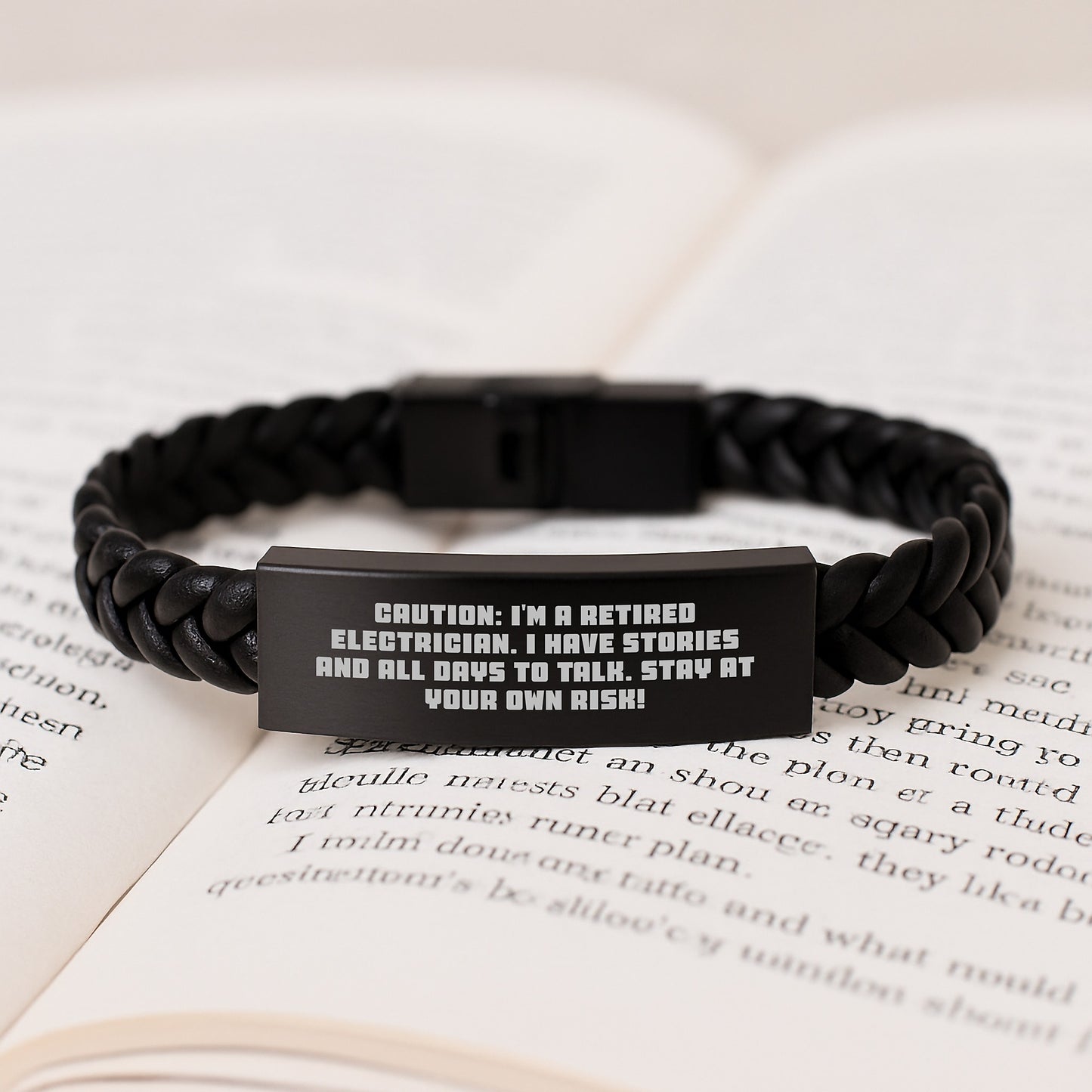 Funny Stories from a Retired Electrician, Interlaced Leather Bracelet for Electrician Friends, Unique Christmas Unique Gifts from Men to Electrician - Image 3
