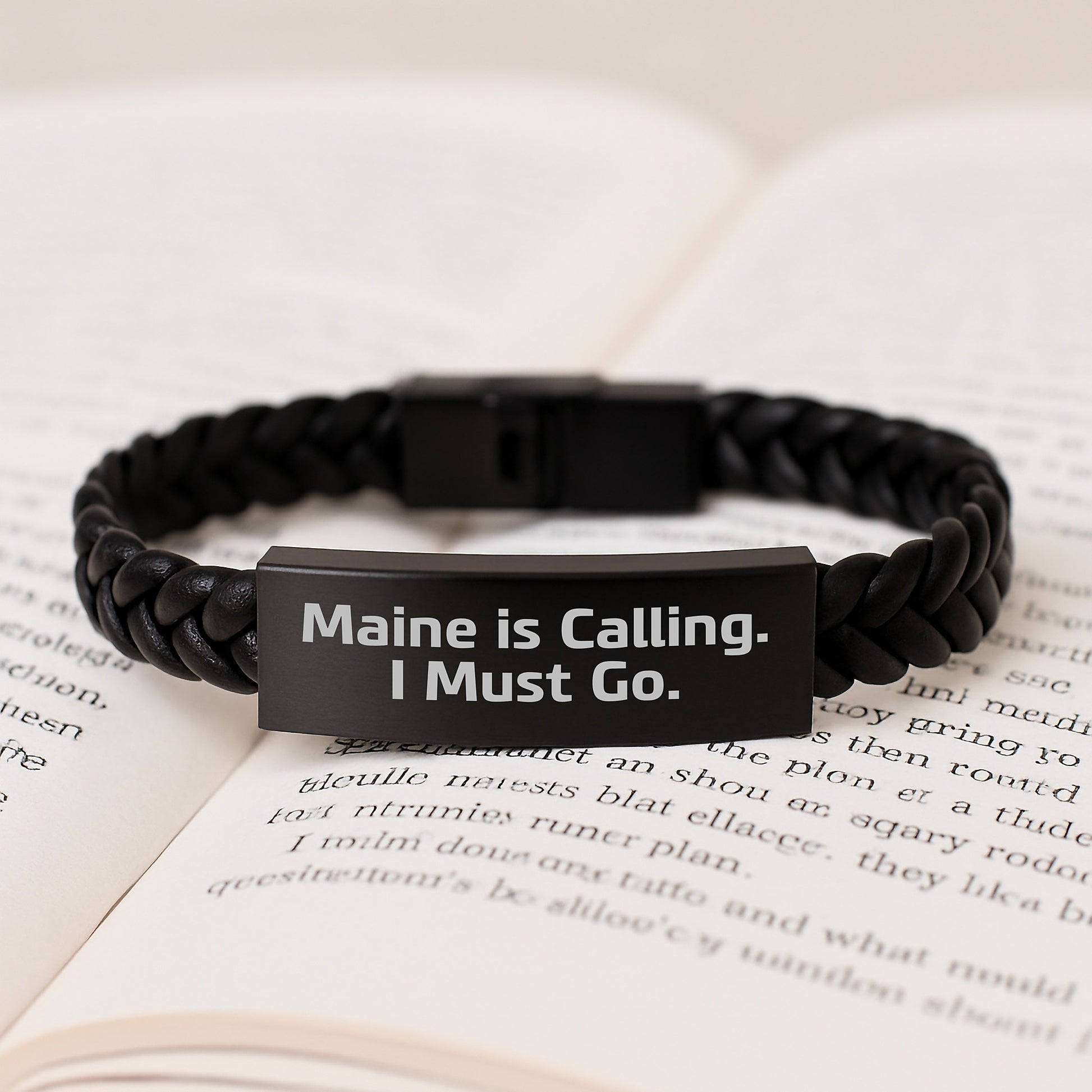 Maine Inspired Interlaced Leather Bracelet Gifts from Men to Friends with Funny Quote 'Maine Is Calling. I Must Go.' for Christmas - Image 3