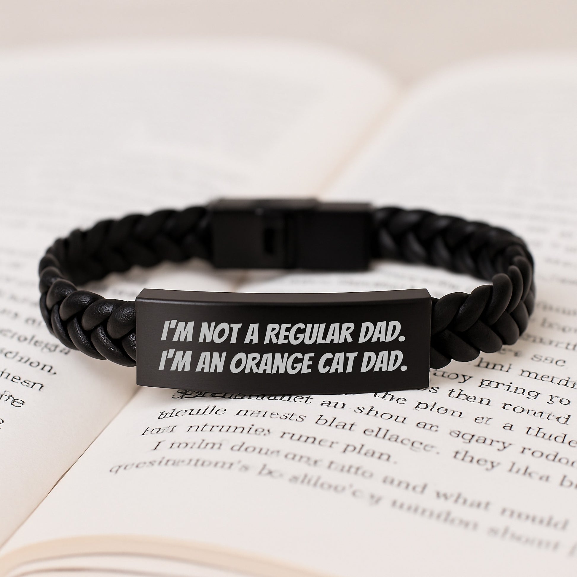 Funny Orange Cat Dad Gifts for Men, I'm Not A Regular Dad, Orange Cat Interlaced Leather Bracelet, Birthday Unique Presents from Dad to Son, Husband to Friend - Image 3