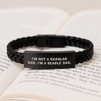 Funny Beagle Dad Christmas Unique Gifts for Men, Interlaced Leather Bracelet with Stainless Steel, Perfect for Beagle Dog Owners, Gifts from Dad to Beagle Dad - Image 3