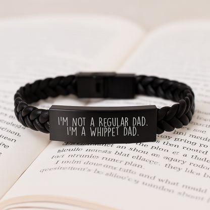 'I'm Not A Regular Dad. I'm A Whippet Dad.' Funny Whippet Dog Gifts for Men, Unique Christmas Unique Gifts from Dad, Interlaced Leather Bracelet for Whippet Dog Lovers - Image 3