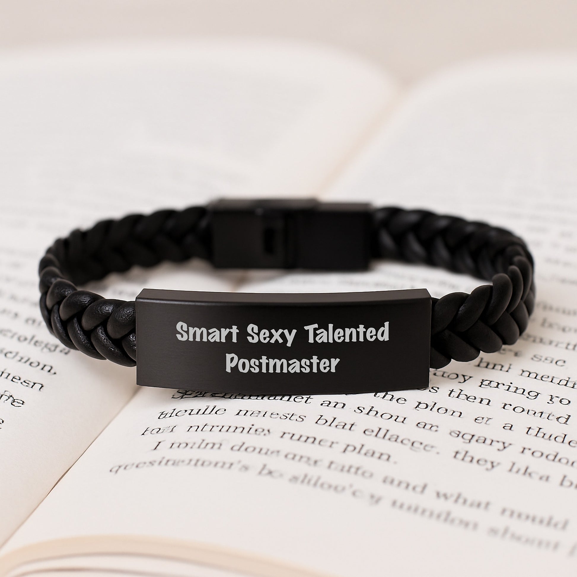 Gifts for Postmaster, 'Smart Sexy Talented' Quote Interlaced Leather Bracelet, Christmas Unique Gifts from Family - Image 3