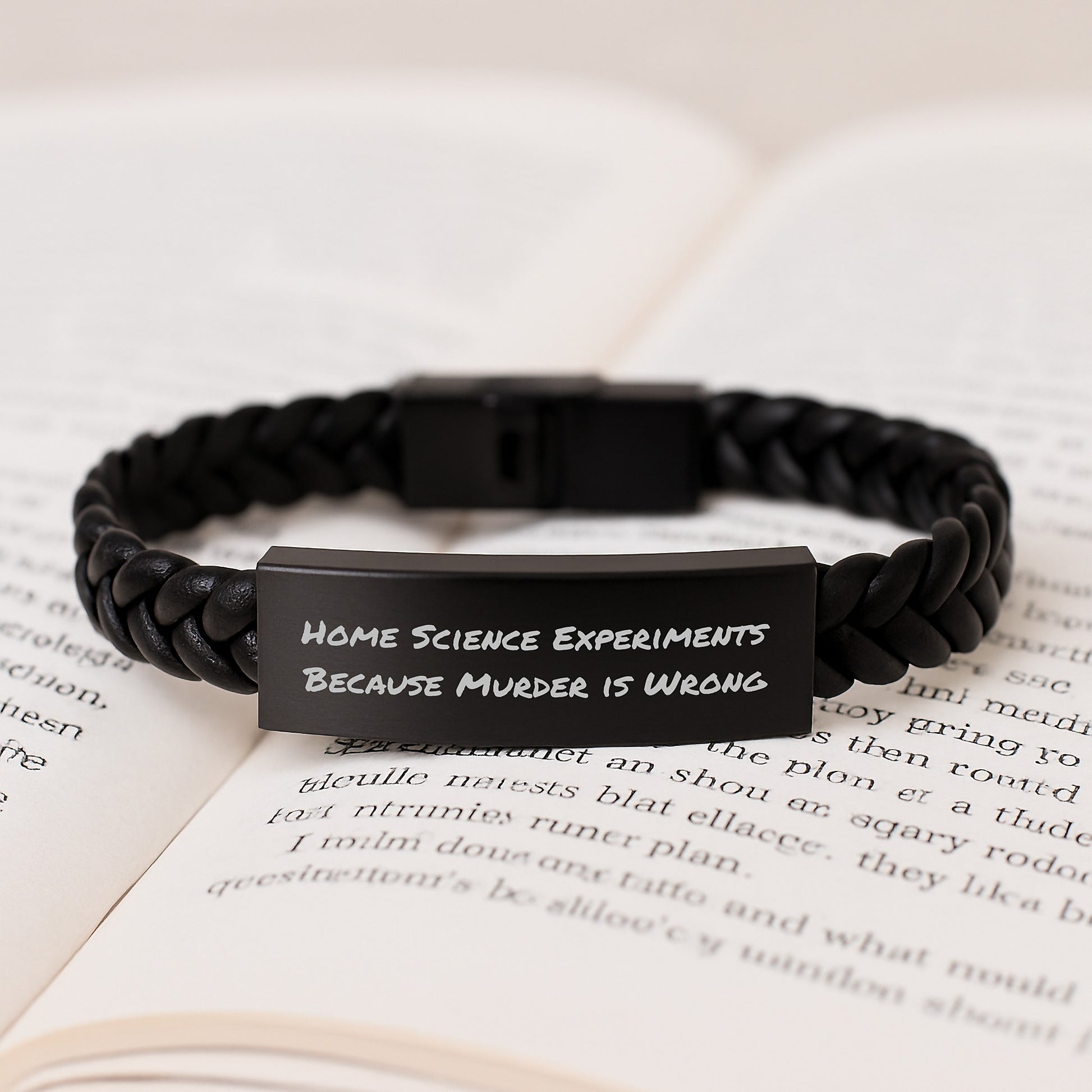 Home Science Experiments Gifts for Men - Funny Interlaced Leather Bracelet, Gifts from Friends, Unique Christmas Unique Gifts - Home Science Experiments Because Murder Is Wrong Quote - Image 3