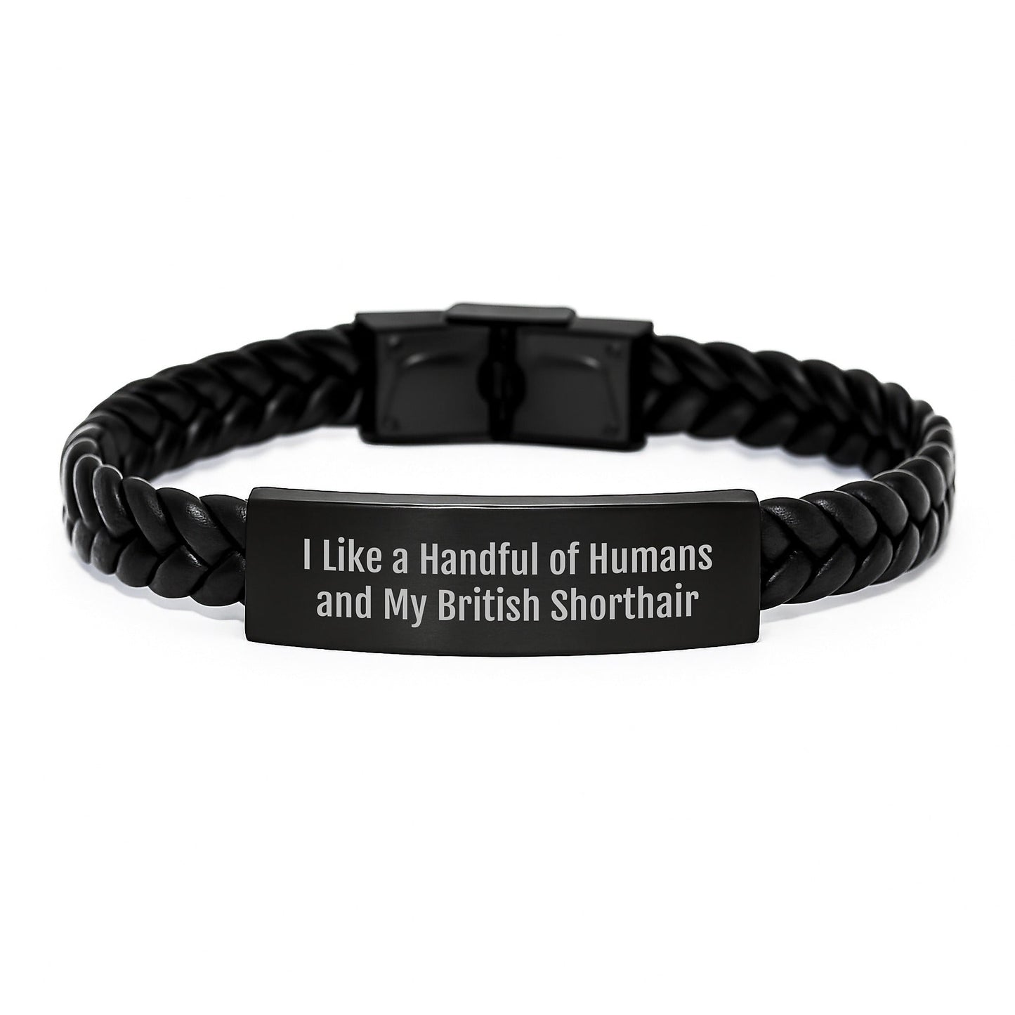 British Shorthair Cat Lovers' Funny Quote Interlaced Leather Graduation Gift for Friends, Family, Coworkers - 'I Like A Handful Of Humans And My British Shorthair' - Men, Women, Gifts from - Victory Thru Vision