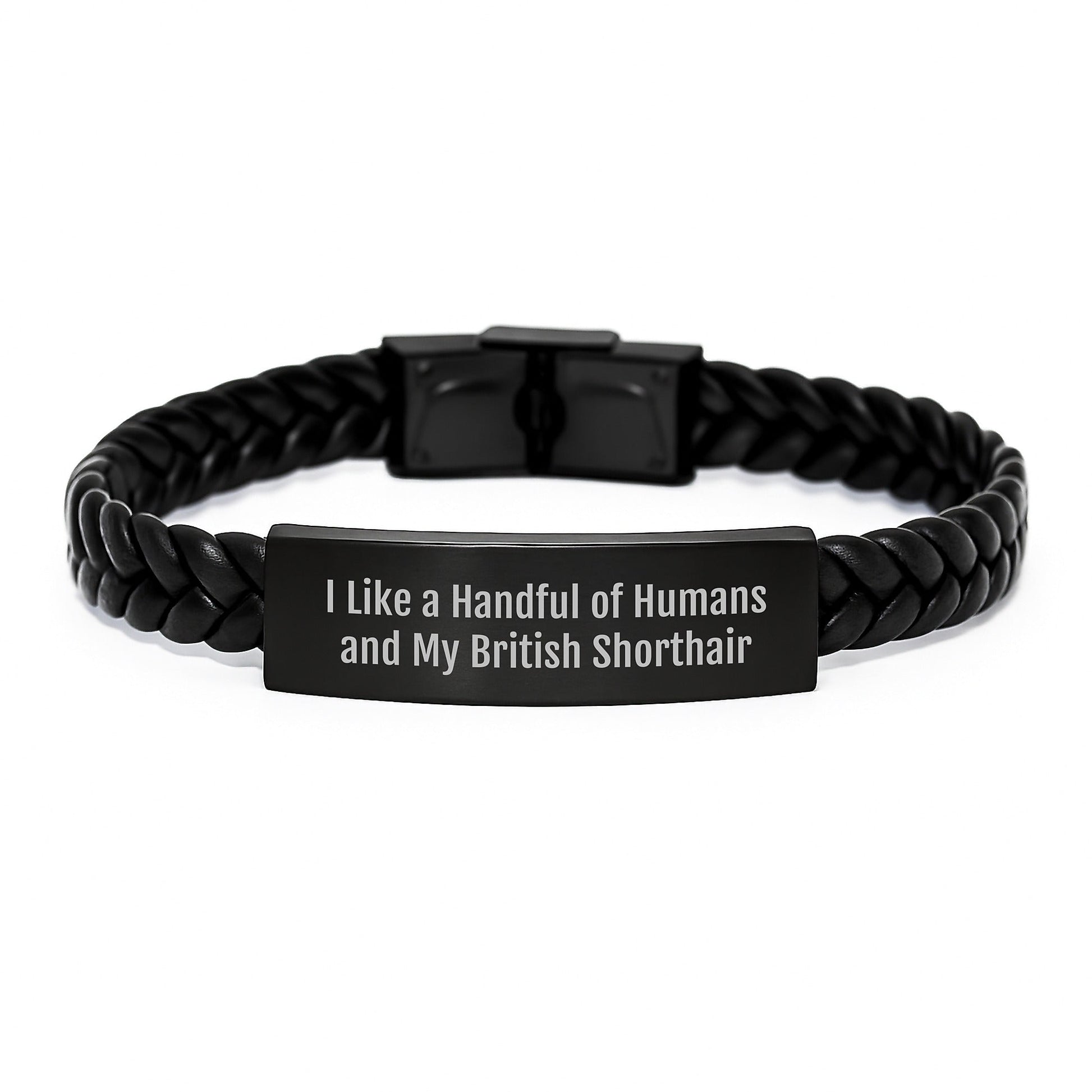 British Shorthair Cat Lovers' Funny Quote Interlaced Leather Graduation Gift for Friends, Family, Coworkers - 'I Like A Handful Of Humans And My British Shorthair' - Men, Women, Gifts from - Victory Thru Vision