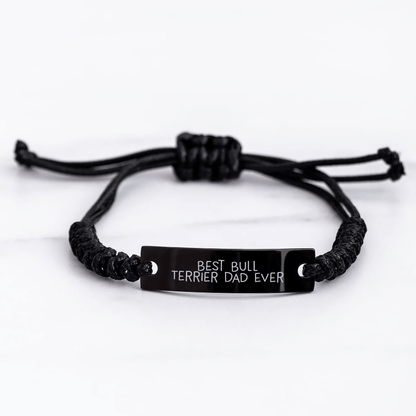 Bull Terrier Dog Rope Bracelet, Funny Quote 'Best Bull Terrier Dad Ever' - Gifts from Mom to Dad for Father's Day - Victory Thru Vision 