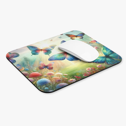 Butterfly Mouse Pad, Rectangle Desk Mat for Office, Cute Animal Desk Accessory, Gift for Nature Lover, Floral Mousepad - Victory Thru Vision