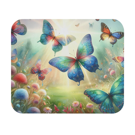 Butterfly Mouse Pad, Rectangle Desk Mat for Office, Cute Animal Desk Accessory, Gift for Nature Lover, Floral Mousepad - Victory Thru Vision