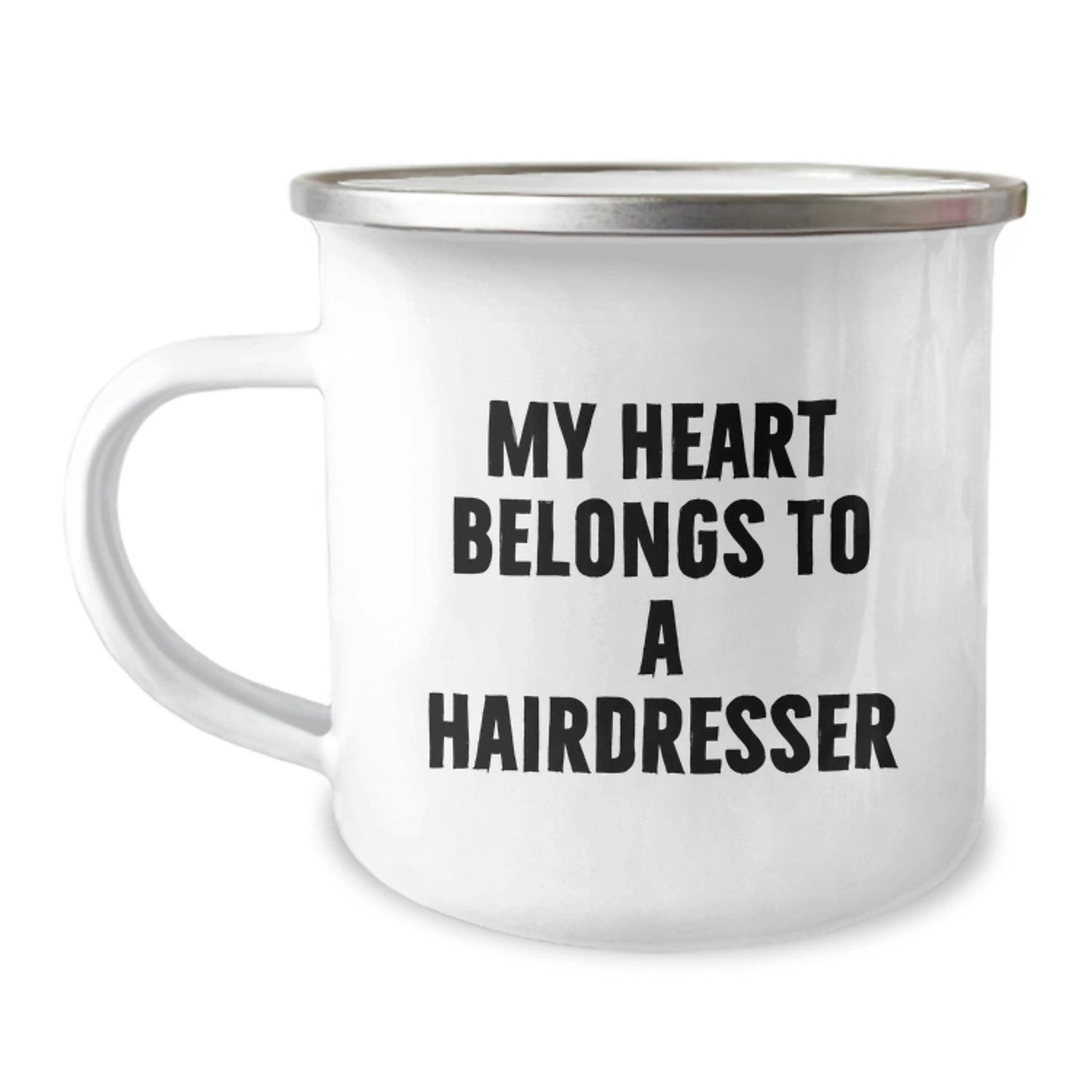 Funny Hairdresser Gifts From Men to Hairdresser Friends on Valentine's Camping Mug - My Heart Belongs To A Hairdresser - Image 1