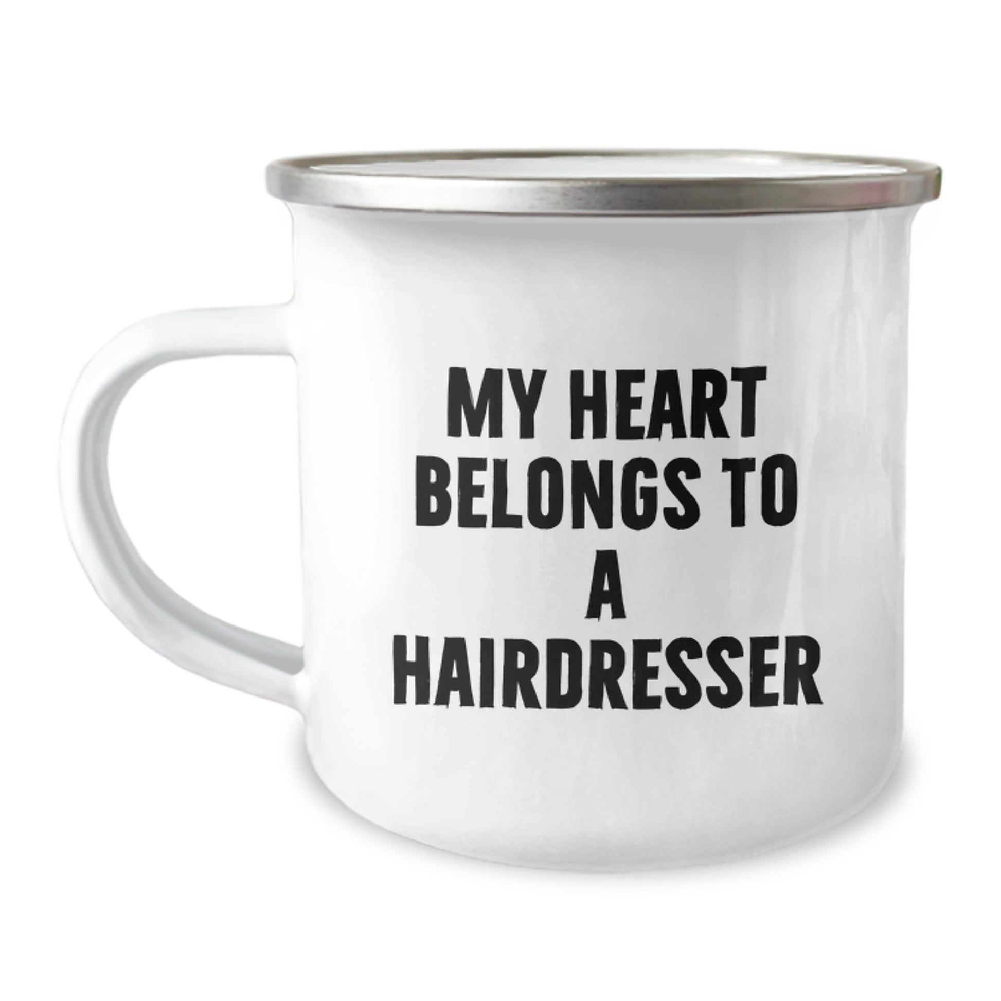 Funny Hairdresser Gifts From Men to Hairdresser Friends on Valentine's Camping Mug - My Heart Belongs To A Hairdresser - Image 1