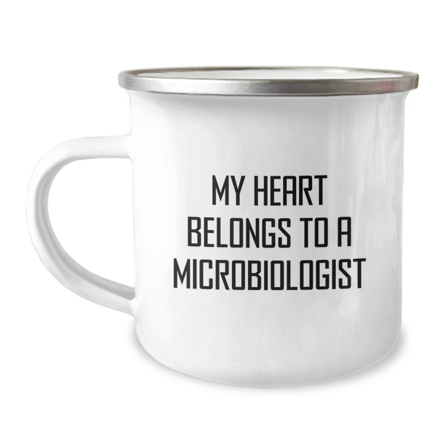 Funny Microbiologist Gifts for Him, Unique Valentine's Unique Gifts from Men to Microbiologist, Enamel Camping Mug with Quote - Image 1