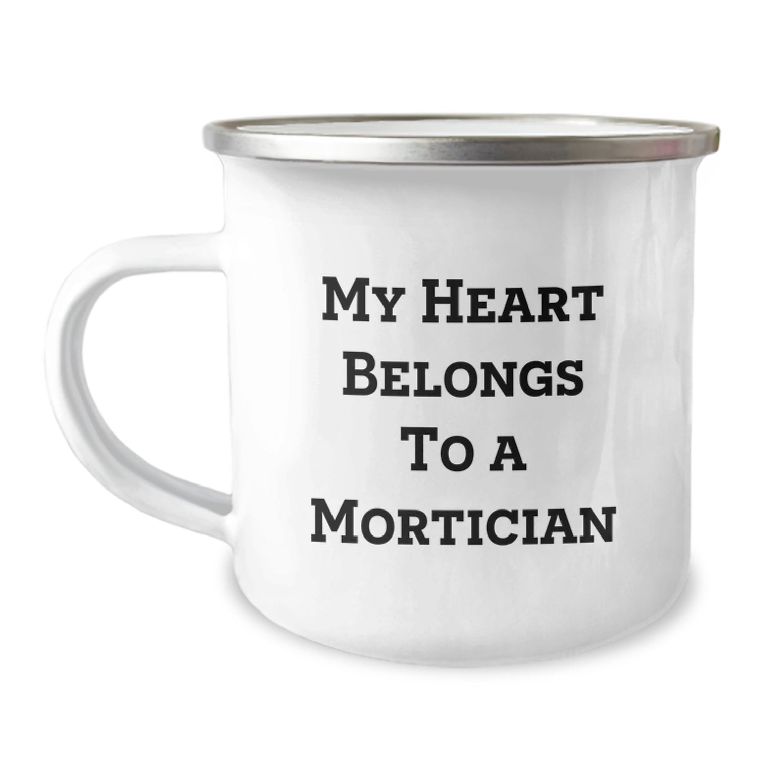 Funny Mortician Gifts for Him, Christmas Unique Mortician Mugs with 'My Heart Belongs To A Mortician' Quote, Camping Mug for Mortician Enthusiast - Image 1