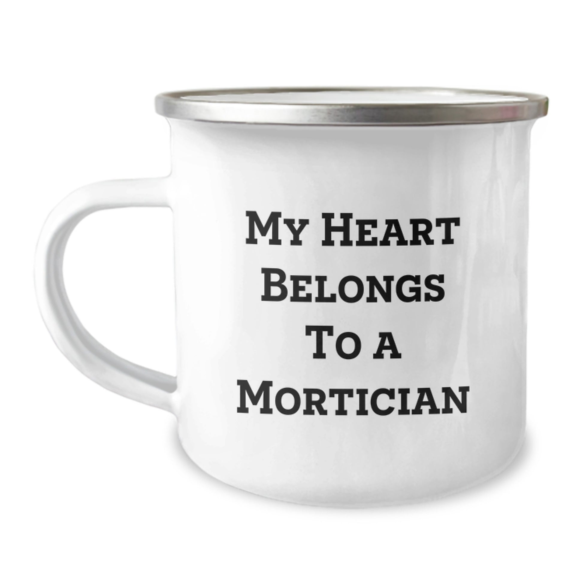 Funny Mortician Gifts for Him, Christmas Unique Mortician Mugs with 'My Heart Belongs To A Mortician' Quote, Camping Mug for Mortician Enthusiast - Image 1