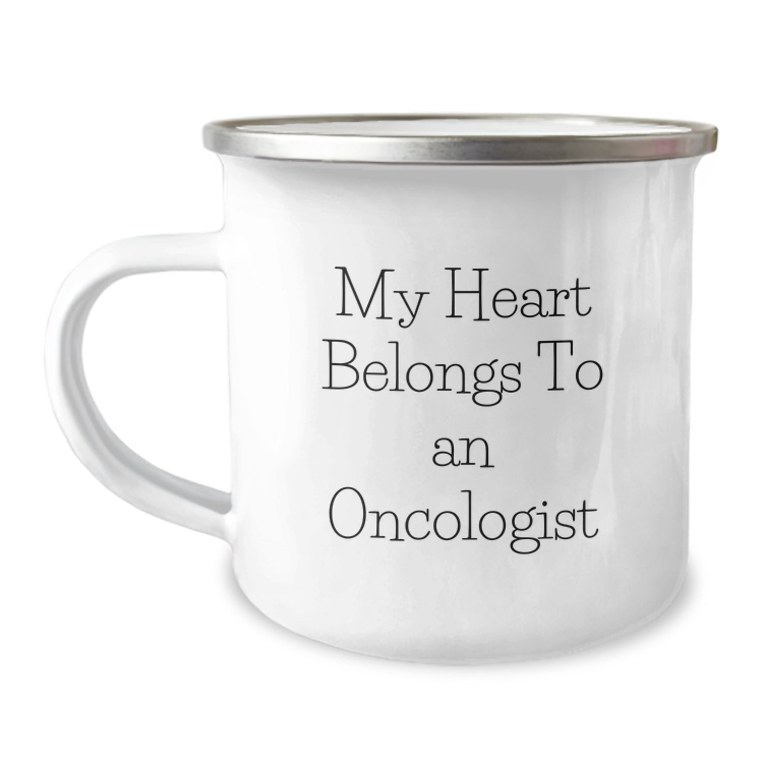 Funny Oncologist Gifts for Him, My Heart Belongs To An Oncologist Camping Mug, Unique Christmas Memorable Presents for Oncologist Friends - Image 1