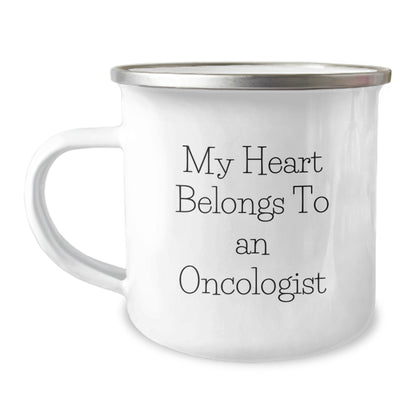 Funny Oncologist Gifts for Him, My Heart Belongs To An Oncologist Camping Mug, Unique Christmas Memorable Presents for Oncologist Friends - Image 1