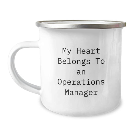 Funny Operations Manager Gifts for Men - 'My Heart Belongs To An Operations Manager' Christmas Unique Gifts from Friends - Camping Mug, 12 oz Stainless Steel - Image 1