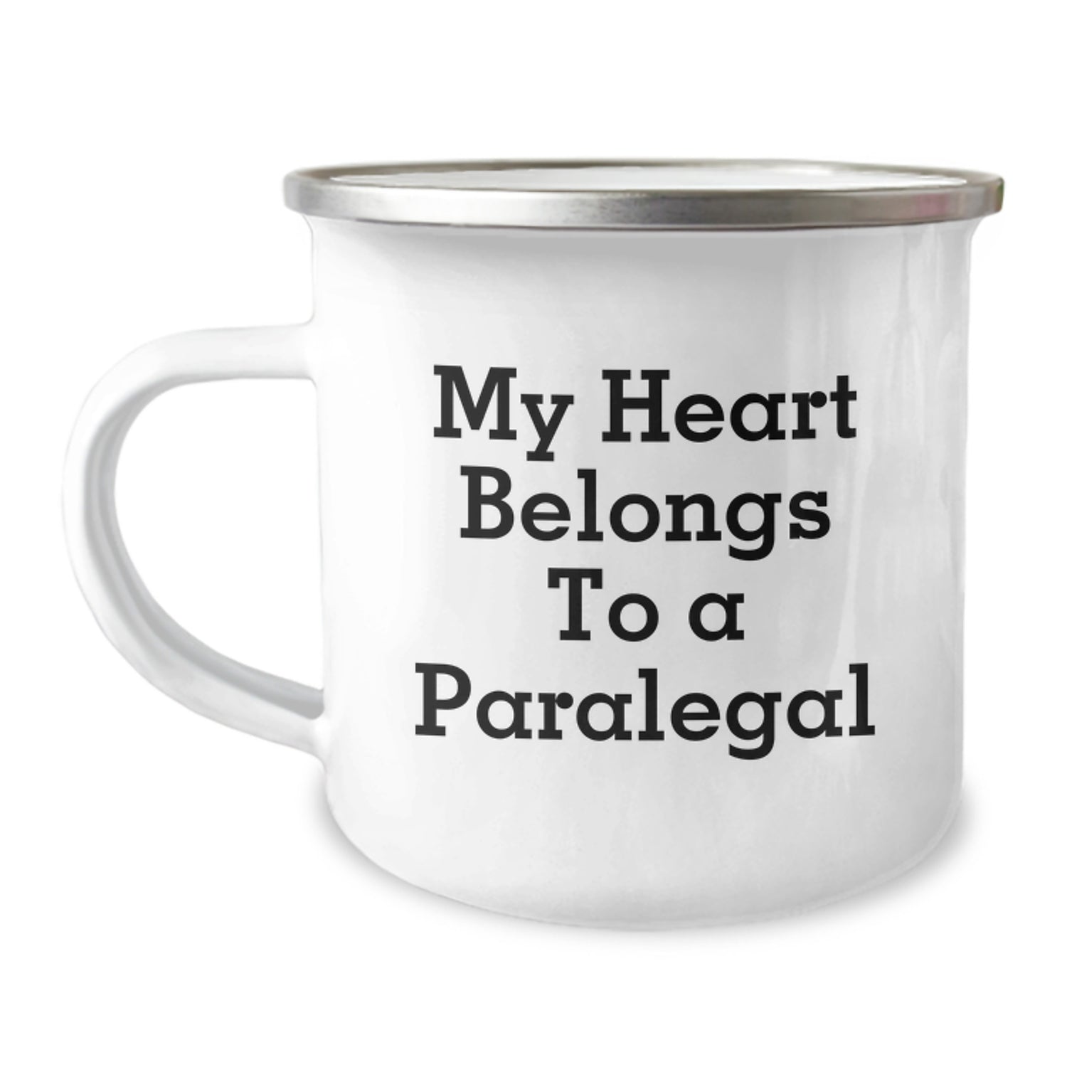 Funny Paralegal Gifts from Men, Unique Valentine's Unique Paralegal Camping Mug for Women, Inspirational 'My Heart Belongs To A Paralegal' Design - Image 1