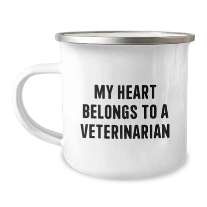 Funny Veterinarian Gifts from Friends, My Heart Belongs To A Veterinarian, Birthday Unique Camping Mug for Veterinarian, Gifts for Veterinarian - Image 1