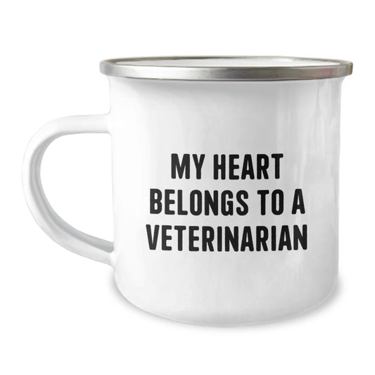 Funny Veterinarian Gifts from Friends, My Heart Belongs To A Veterinarian, Birthday Unique Camping Mug for Veterinarian, Gifts for Veterinarian - Image 1