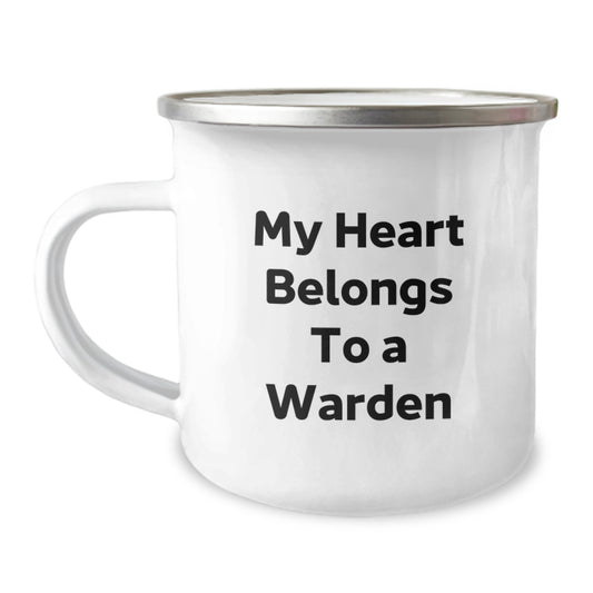 Funny Warden Gifts for Men and Women, Camping Mug with My Heart Belongs To A Warden Quote, Unique Christmas Unique Gifts from Friends, Family, or Coworkers - Image 1