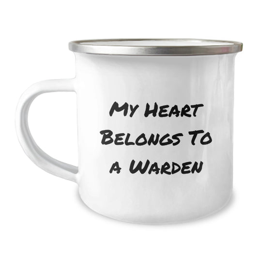 Funny Warden Gifts, My Heart Belongs To A Warden, Warden Camping Mug - Christmas Unique Gifts from Family to Warden - Image 1