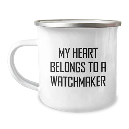 Funny Watchmaker Gifts from Men to Friends on Christmas Unique Unique Watchmaker Lover Mug - 'My Heart Belongs To A Watchmaker' Quote - Image 1