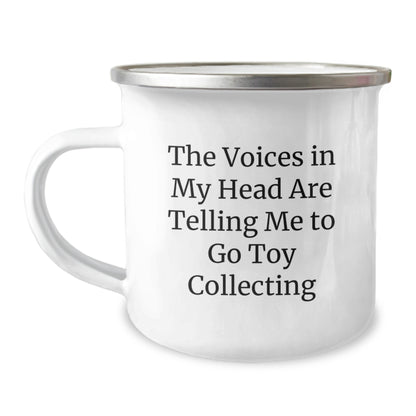 Funny Toy Collecting Gifts from Men to Friends, 'The Voices In My Head Are Telling Me To Go Toy Collecting' Unique Camping Mug for Christmas, Perfect for Toy Collecting Enthusiasts - Image 1