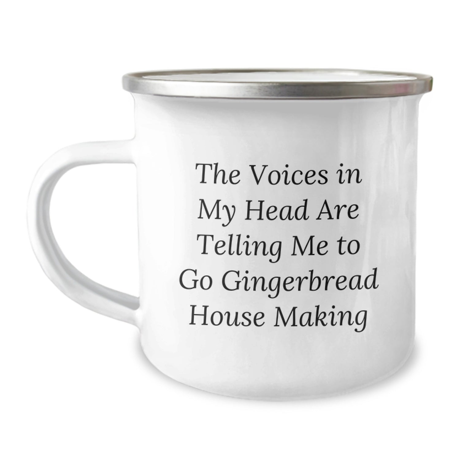 Funny Camping Mug Gifts from Men for Gingerbread House Making Enthusiasts, Perfect for Christmas Unique Gifts, The Voices Say Make Gingerbread - Image 1